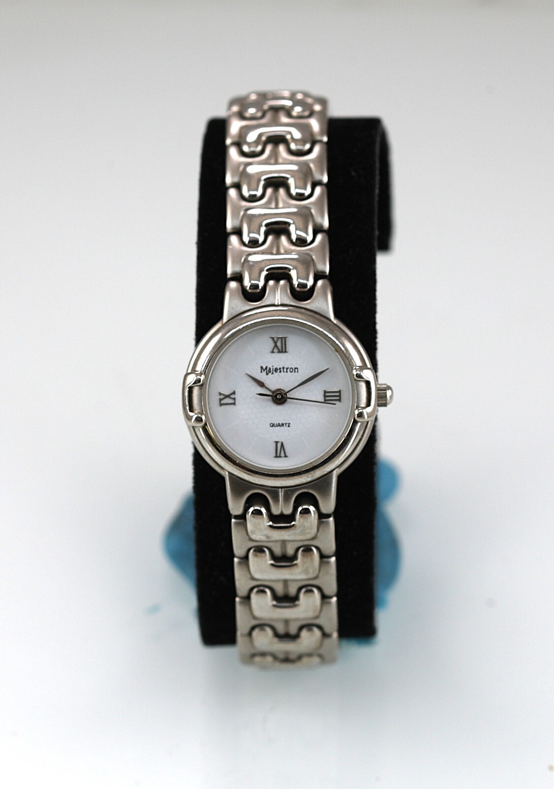 Majestron Watch Women Silver Stainless Steel Water Resist Battery White Quartz