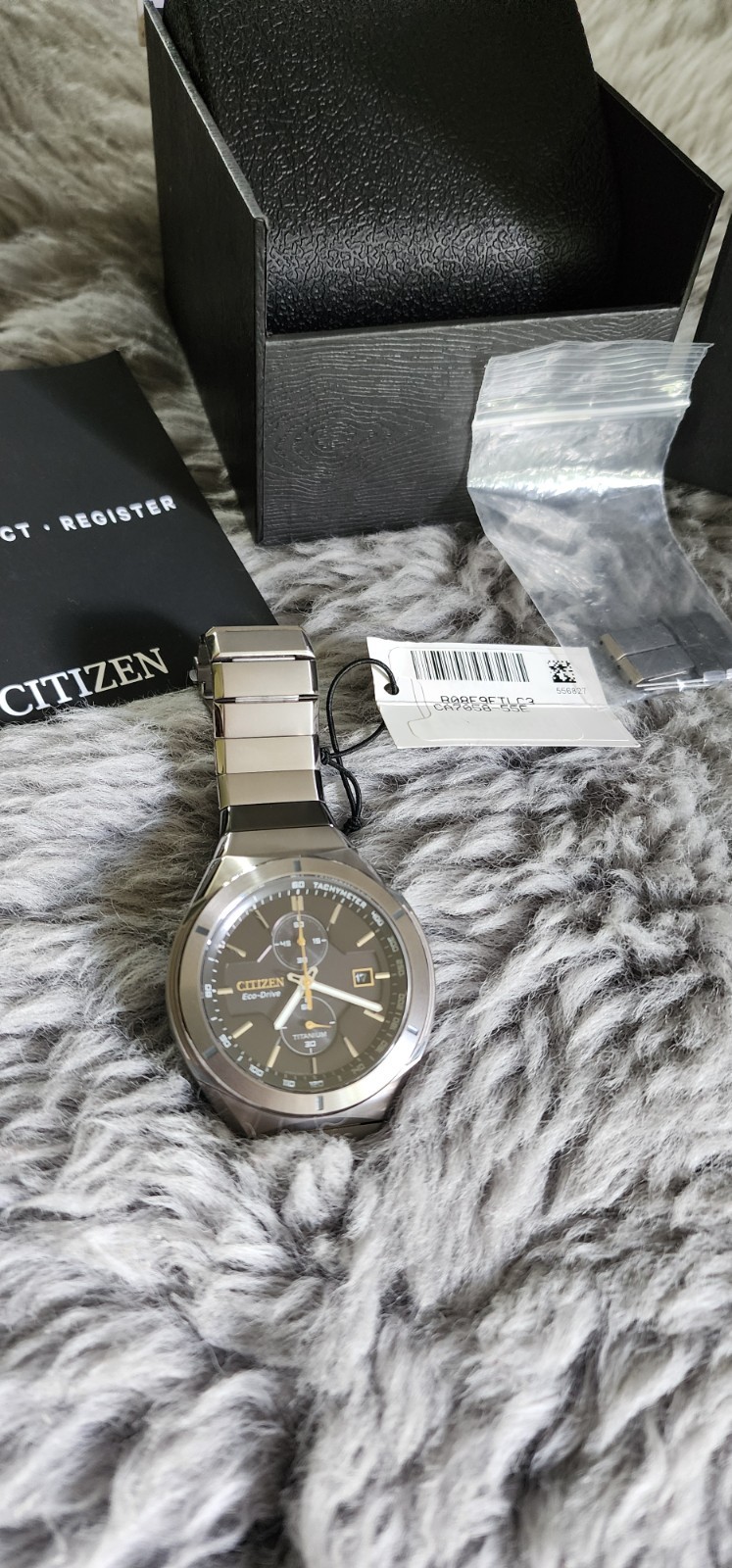 Citizen Eco-Drive Titanium Chronograph Black Dial Sapphire WR100M Watch