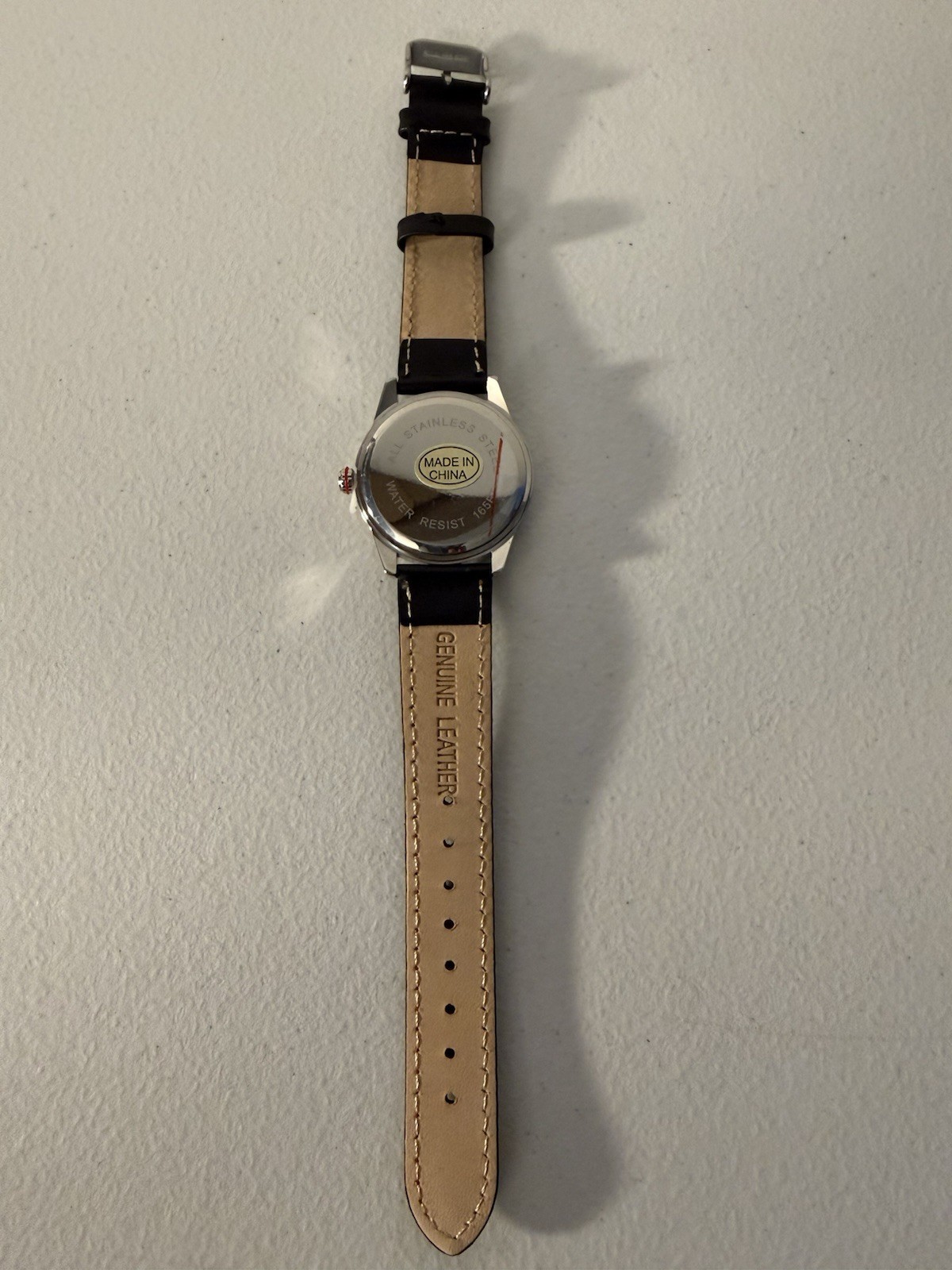 Epoch Quartz Analog Watch White Dial Black Leather Strap Silver 36-39mm New