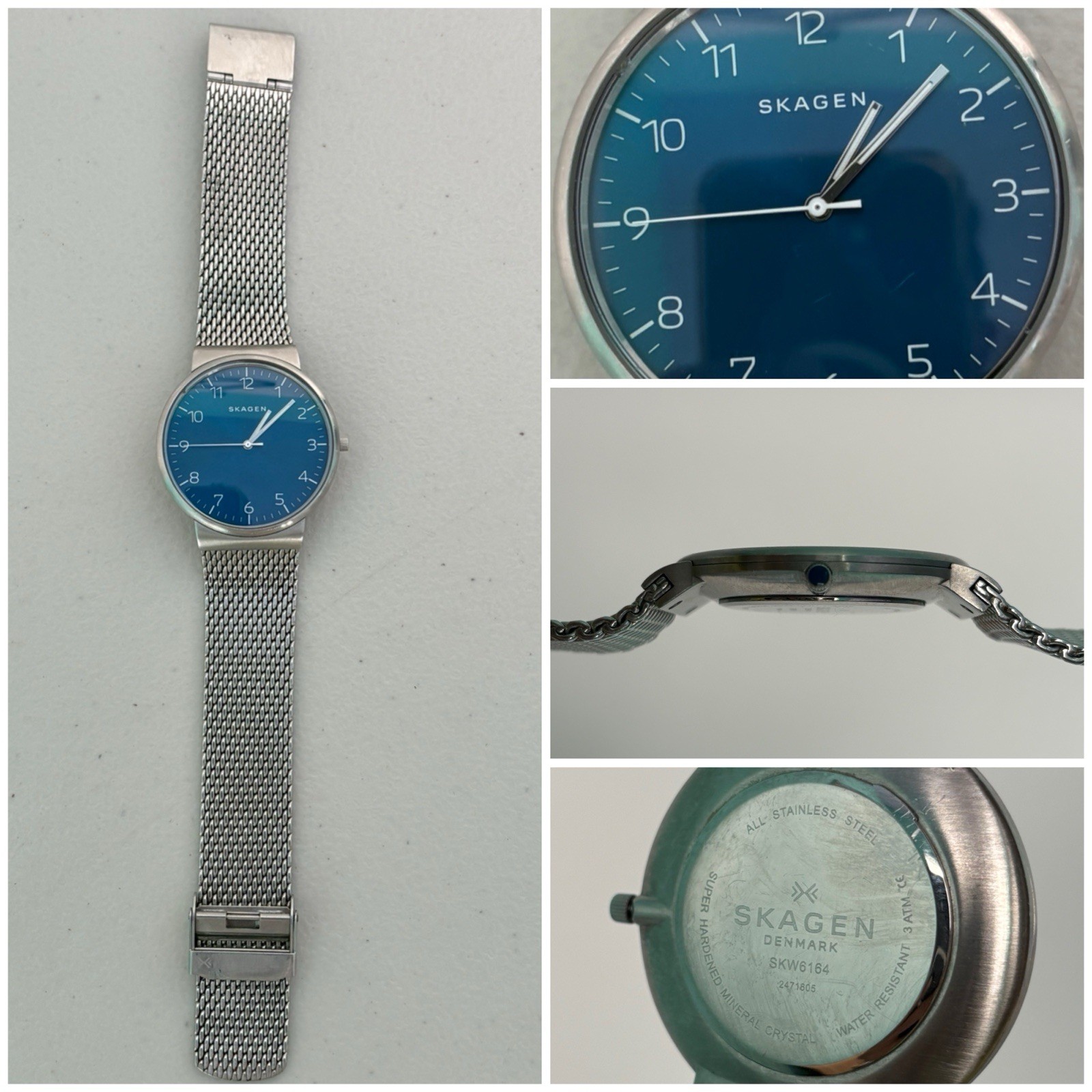 SKAGEN SKW6164 Quartz Analog Watch Blue Stainless Steel DENMARK Tested Working