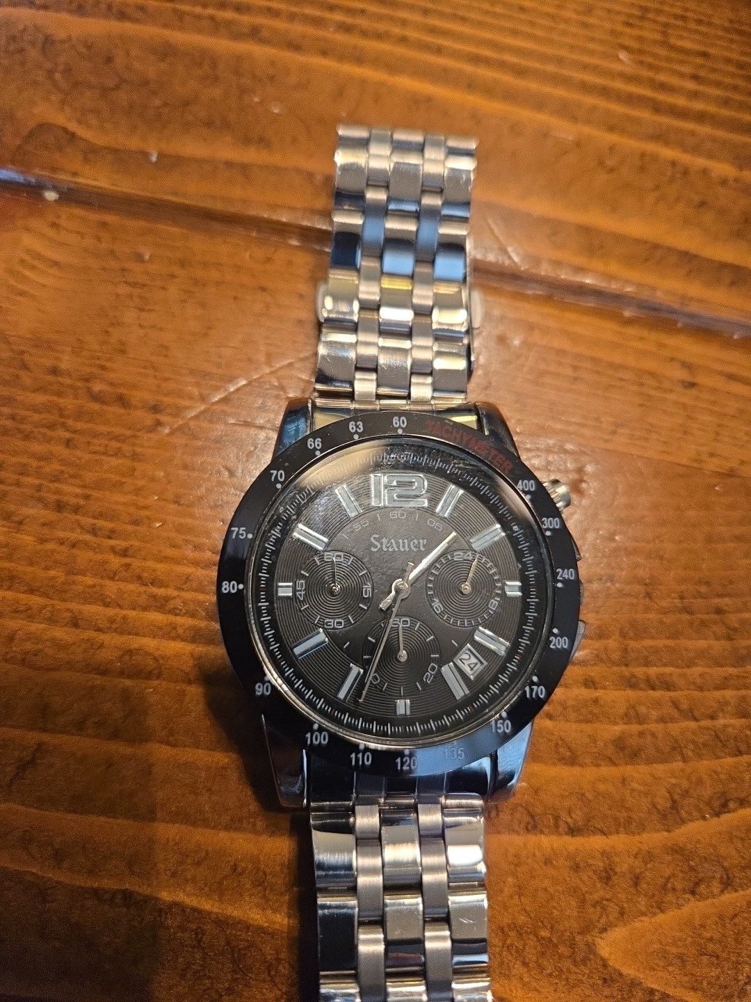 Stauer Jet-Setter Chronograph Stainless Steel And Black Watch | Gift Box #38061