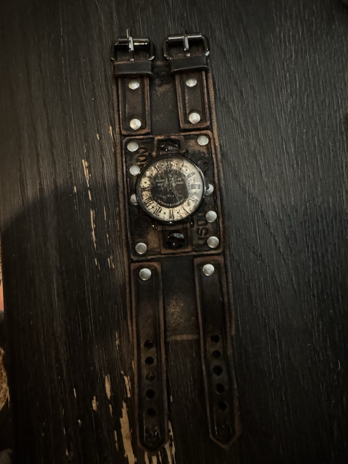 Steampunk Leather Cuff Watch