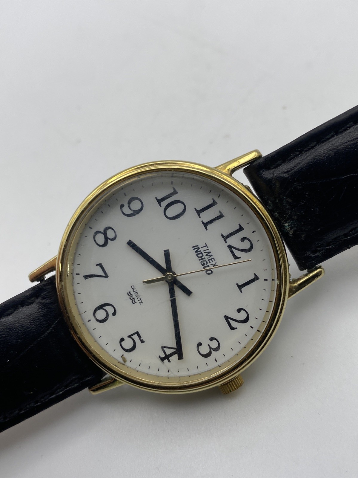 Timex Easy Reader Indiglo Gold Tone 34mm Quartz Watch New Battery WR 30M