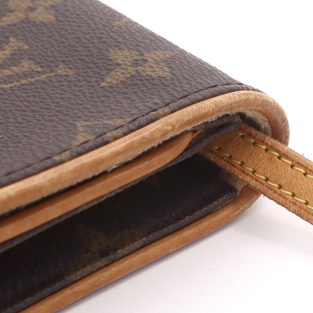 LOUIS VUITTON Monogram Pochette Twin GM M51852 Clutch Shoulder Bag Brown Women
