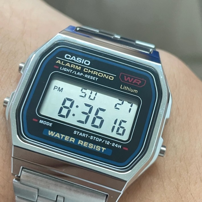 CASIO A159WA-N1 Classic Digital Watch Unisex Stainless Steel Quartz Wristwatch