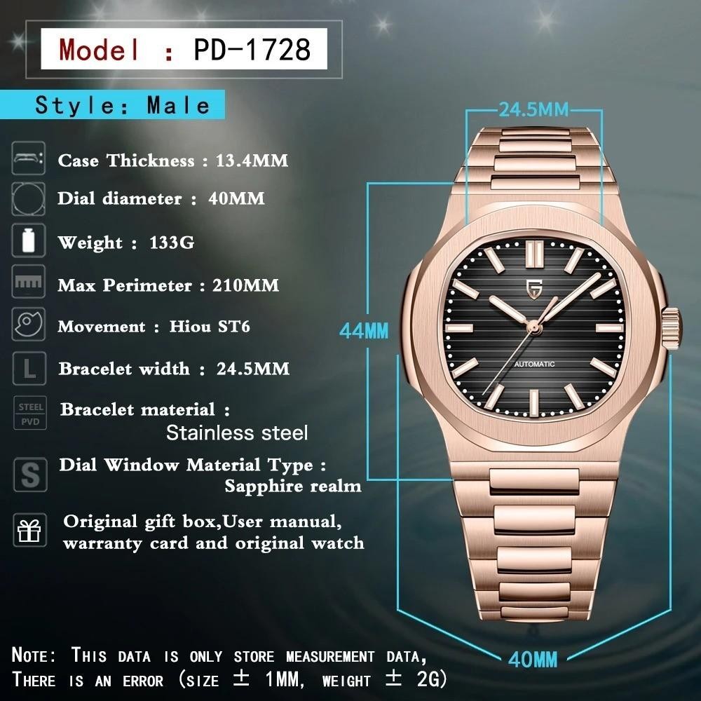 44MM PAGANI DESIGN Automatic Men’s Watch 100M Waterproof Diver Stainless NEW