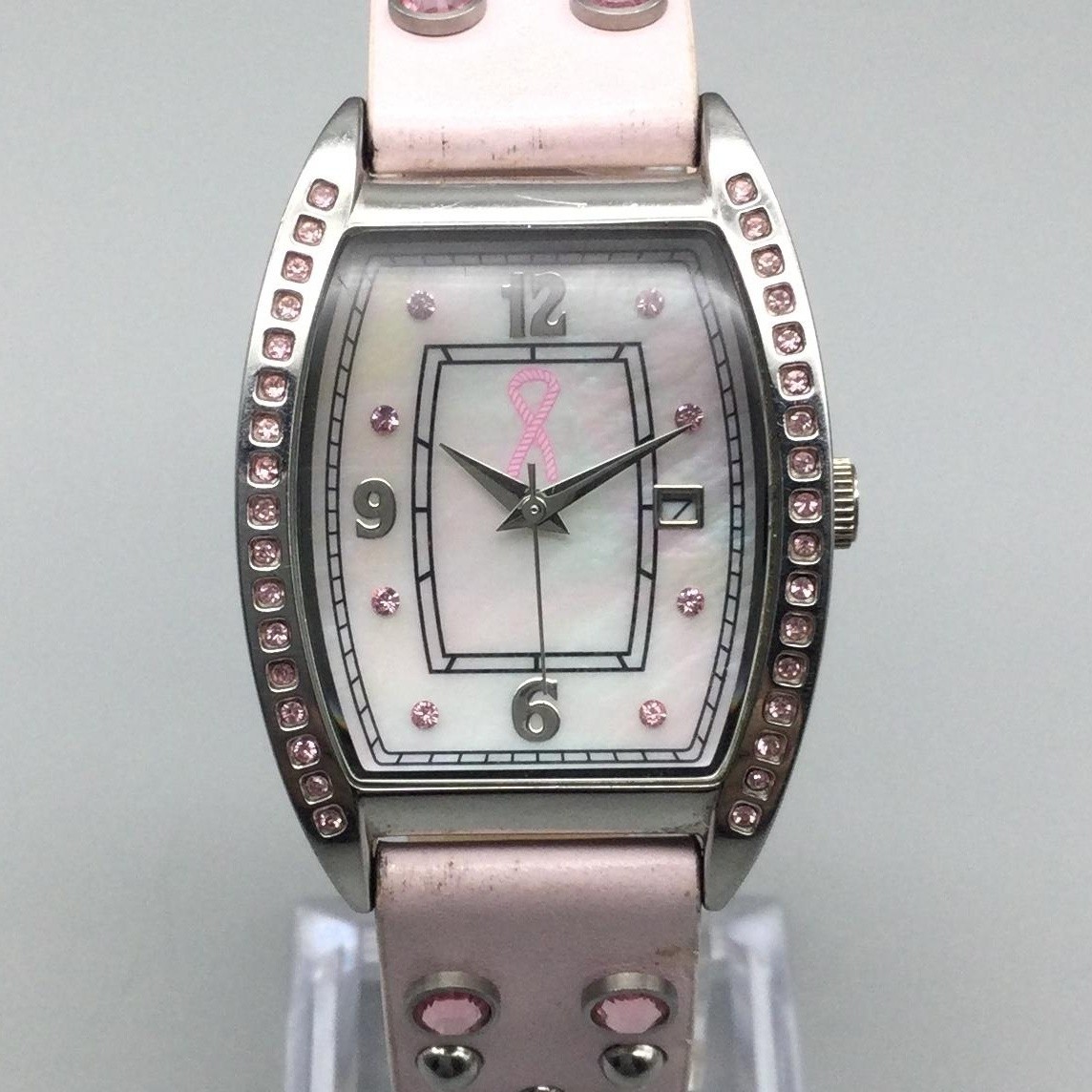Montana Womens Watch 28mm Pink Crystals Breast Cancer Awareness New Battery