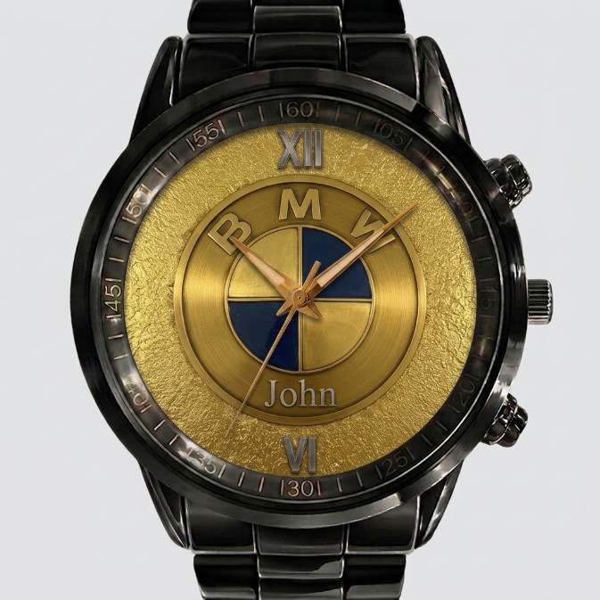B.M.W Eagle Logo Fire Black Stainless Steel Watch Gift For Car Lover