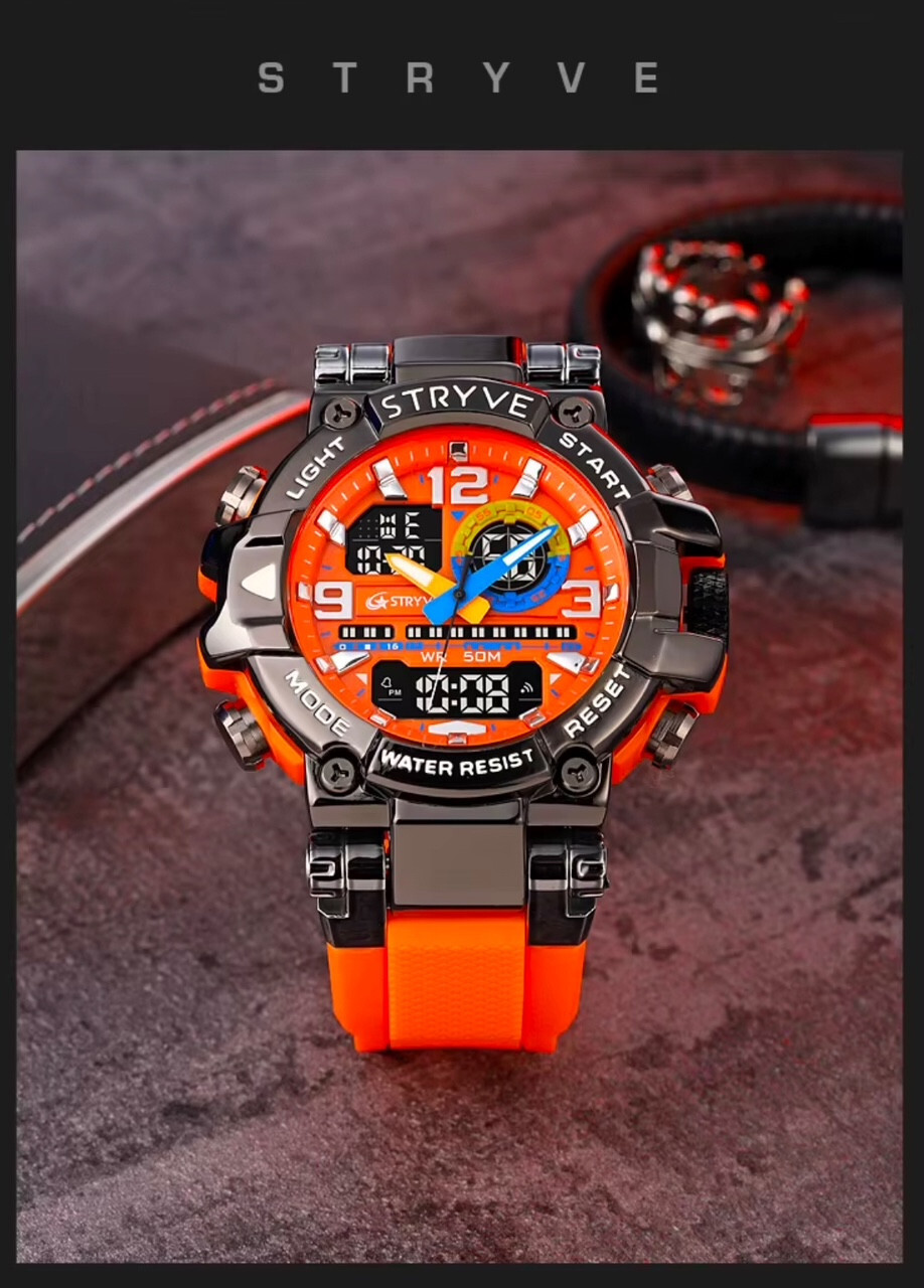 Men Oversize Waterproof Shock Resistant Digital Sport Dual Time WRIST WATCH 55mm
