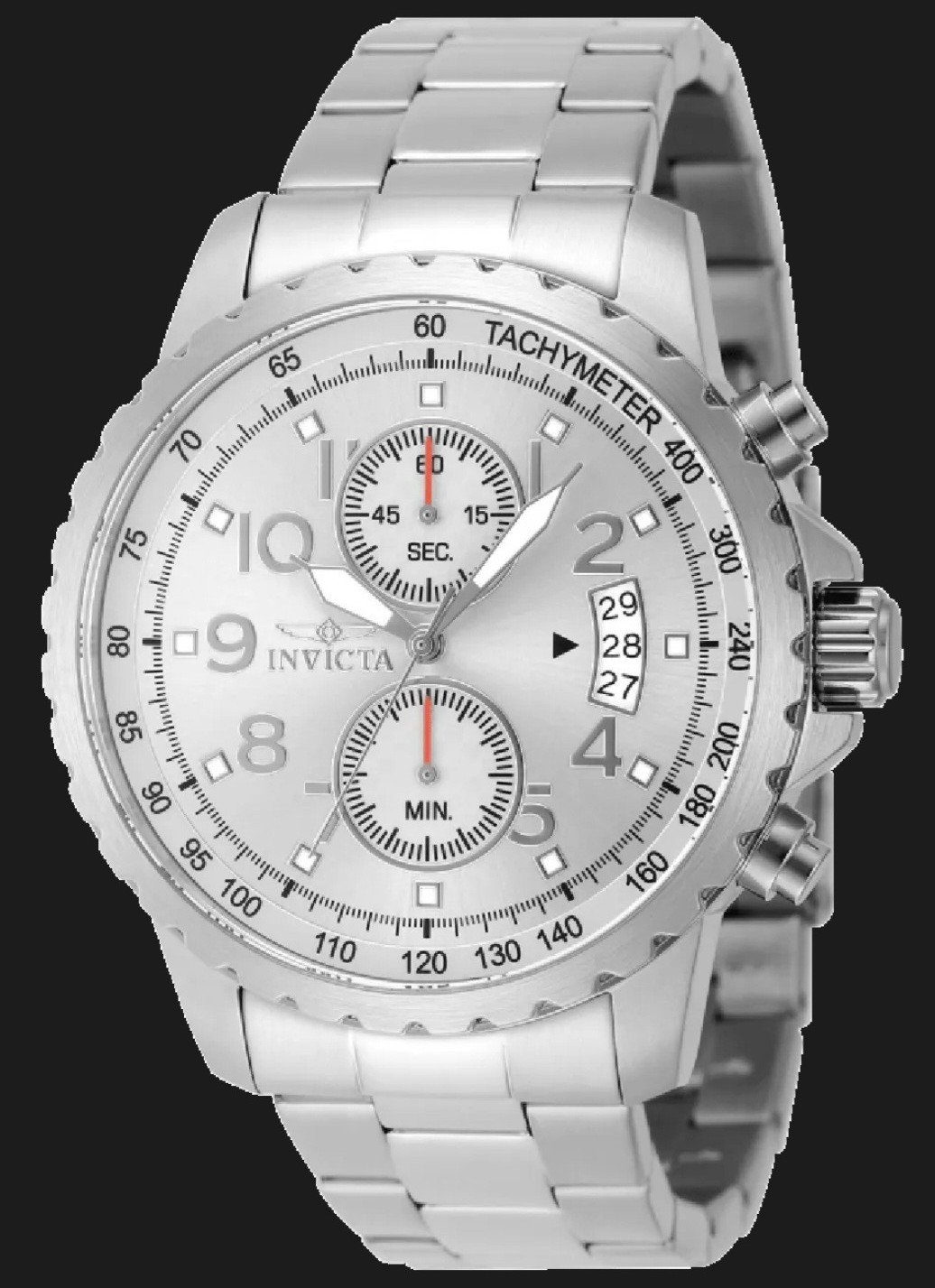 Invicta I-Force Men’s Quartz Chronograph Tachymeter Date Silver Dial SS