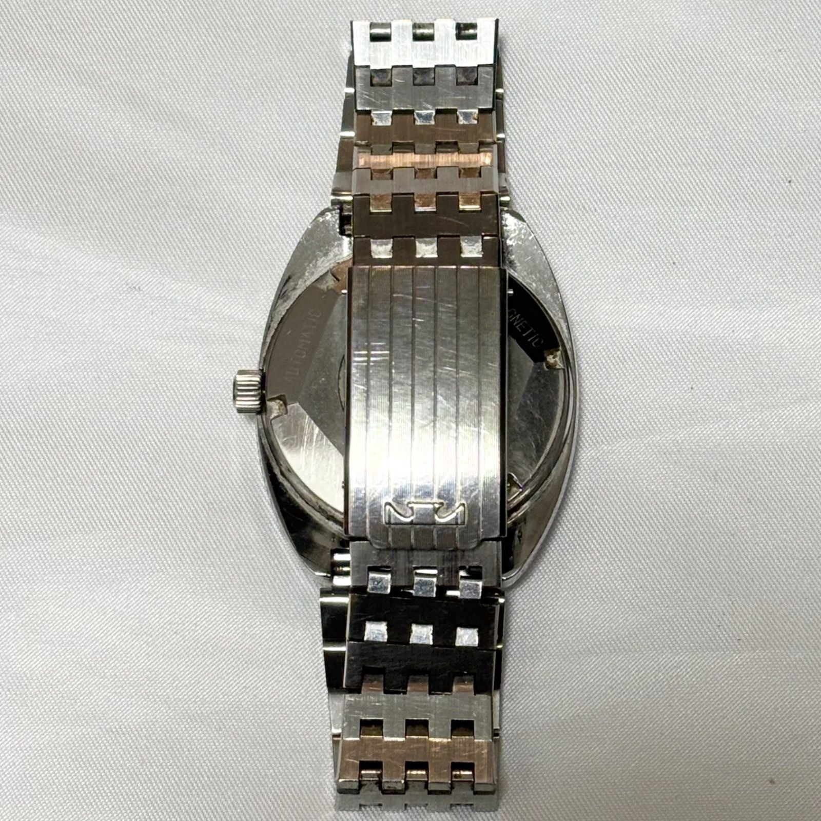 TECHNOS Thunder Watch Black Silver 18.0cm Case 4.2×3.7cm Date Japan