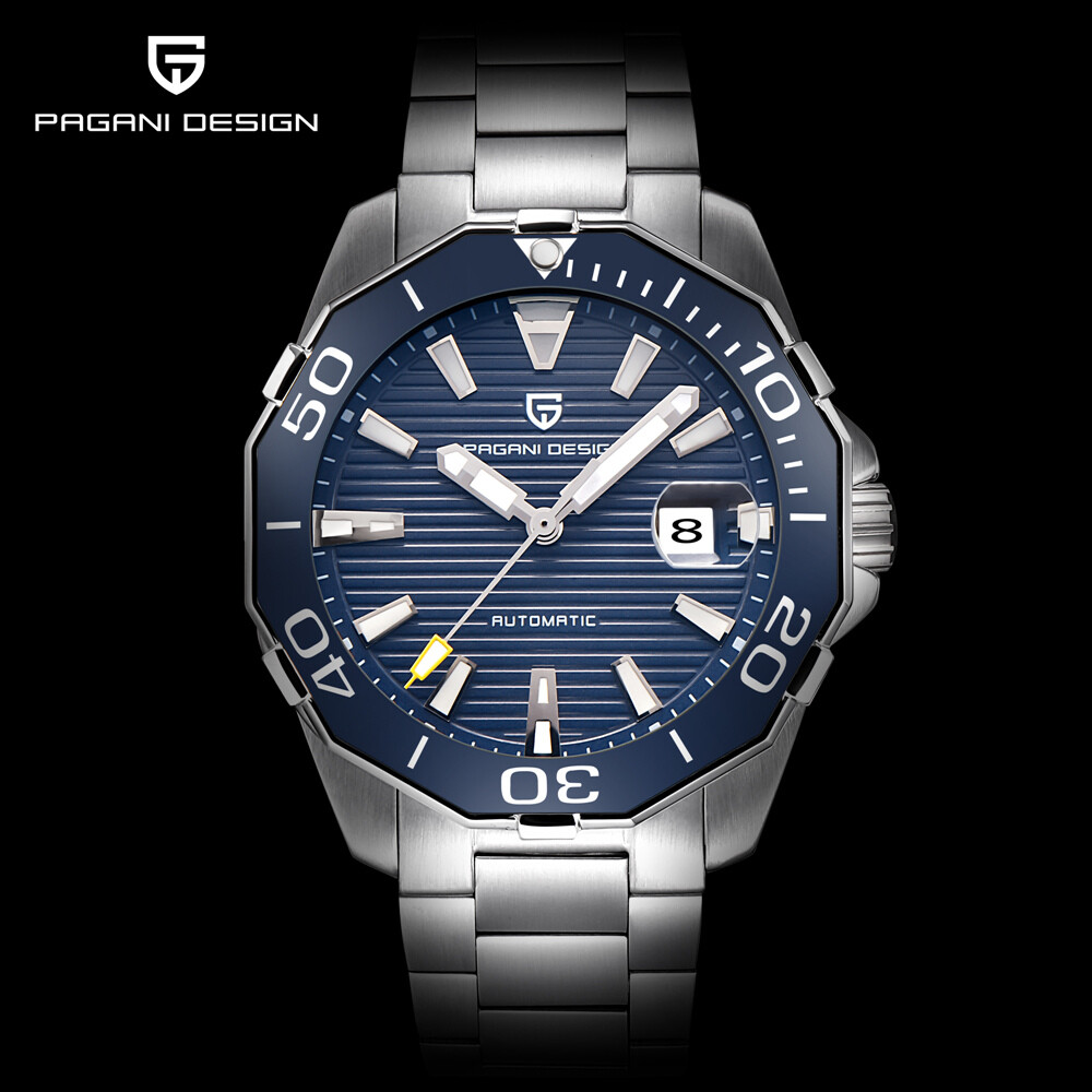 Mens Mechanical Watches Automatic Date Stainless Steel Ceramic Bezel Analog Dial