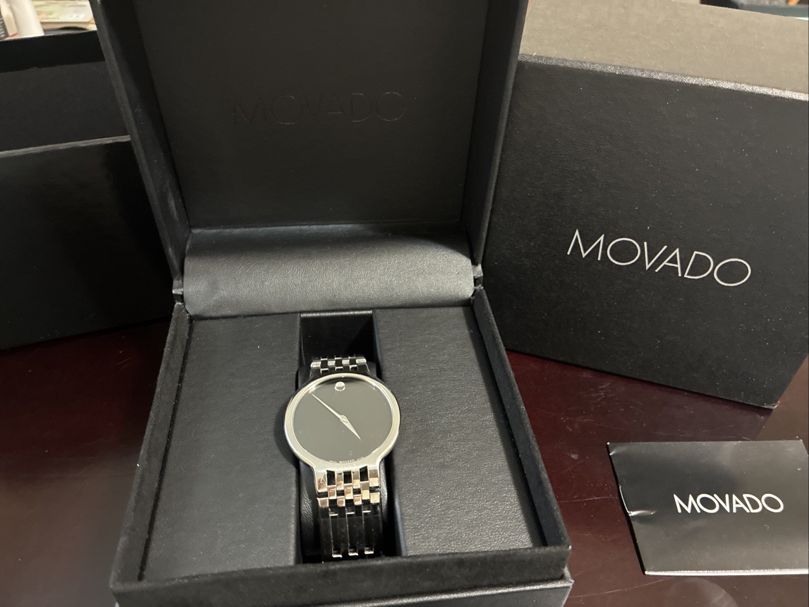 BRAND NEW MOVADO MENS MUSEUM CLASSIC SILVER DIAL STAINLESS STEEL WATCH