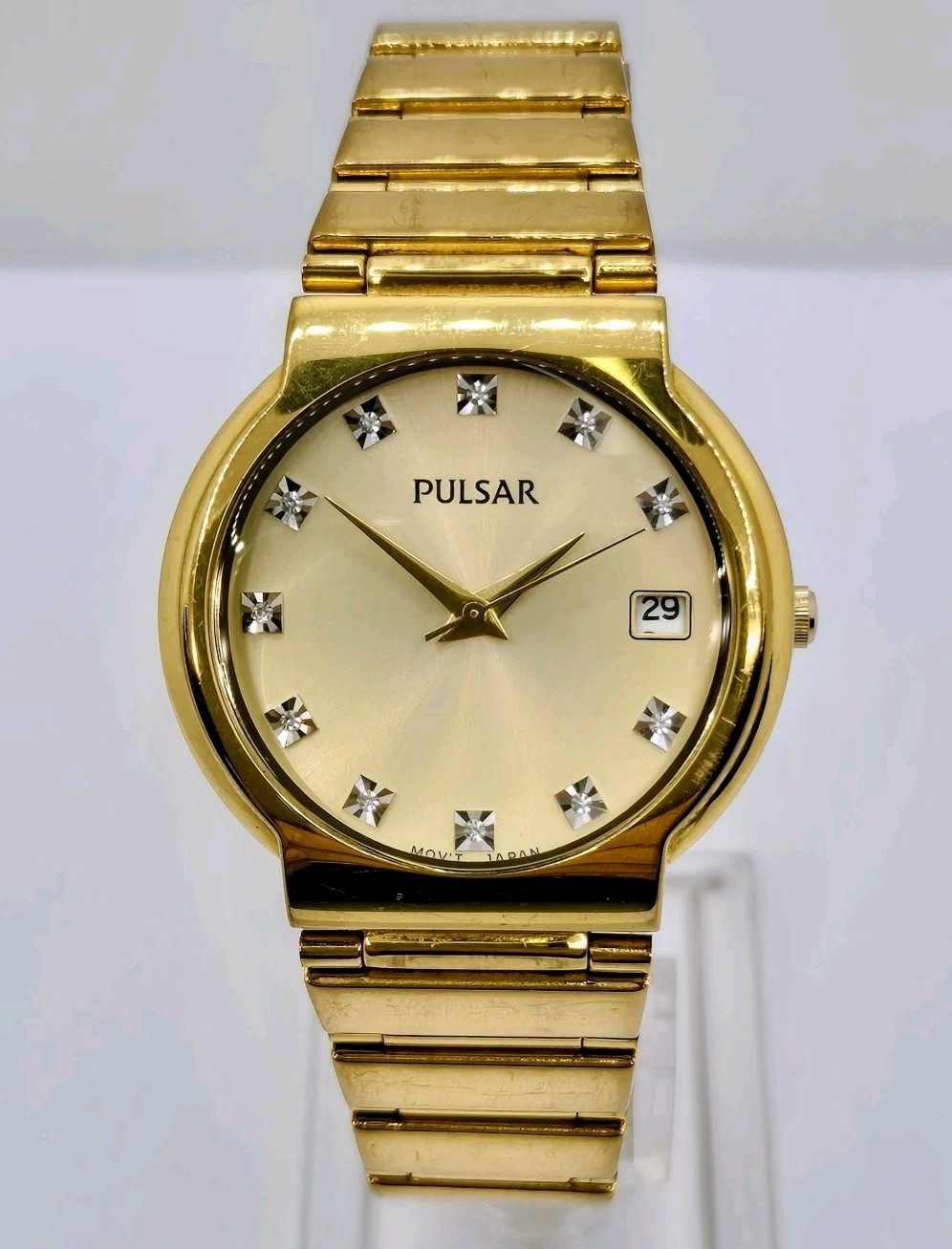 Women’s Pulsar All Stainless Steel Champagne Dial Gold Tone Date Quartz Watch