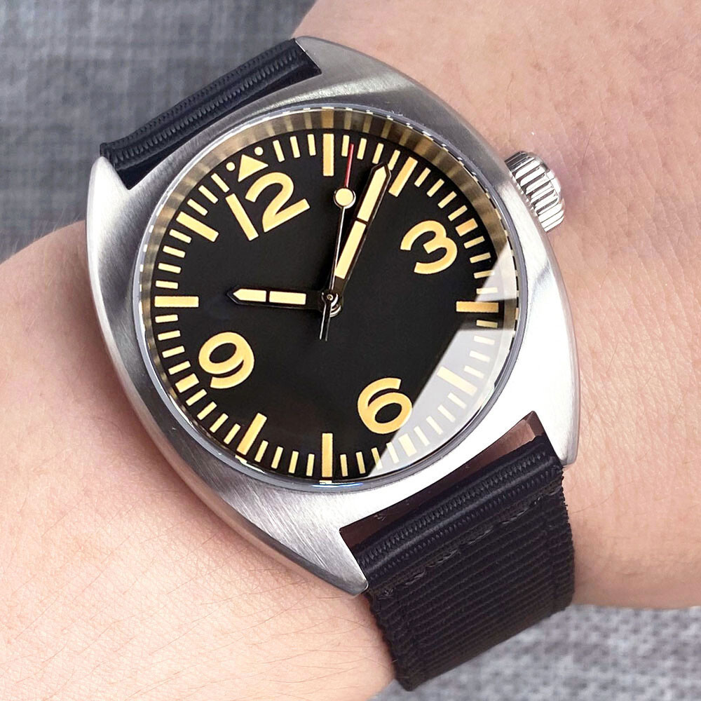 20ATM Military 36mm Tandorio NH35 Automatic Mens Watch Black Dial Sapphire Glass