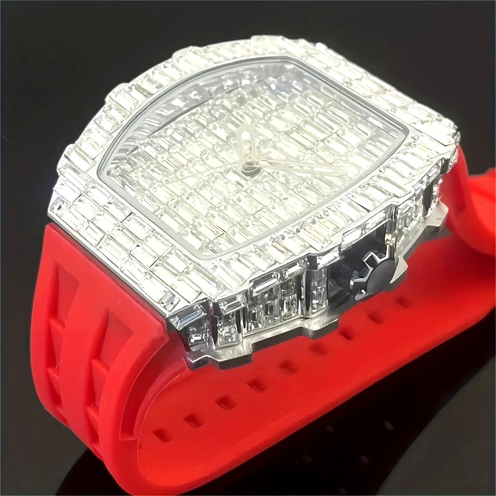 Luxury Square Shiny Rhinestone Watch Classic Business Quartz Watch Fashion Men