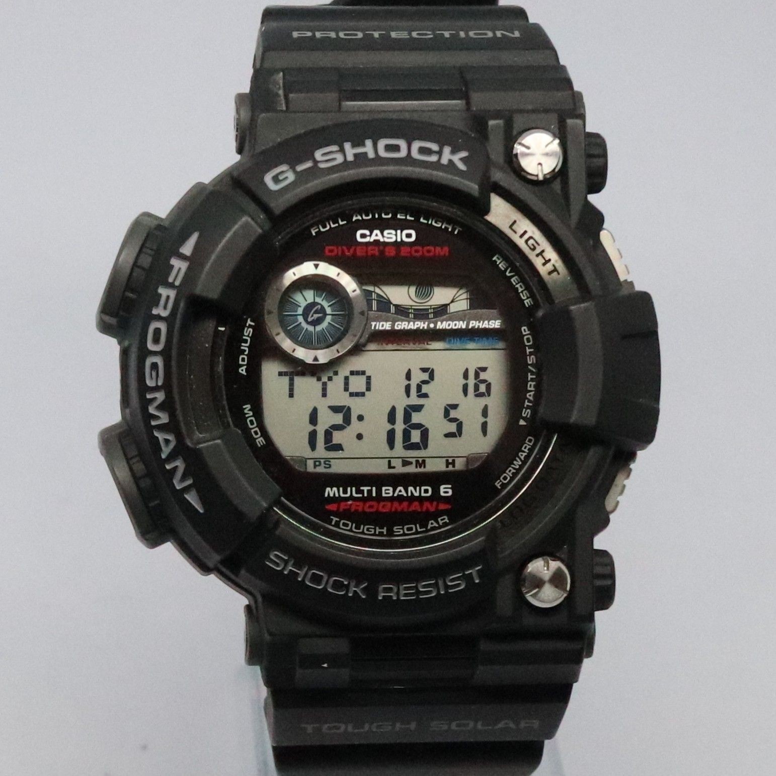 Working CASIO G-Shock FROGMAN GWF 1000 1JF Good Condition Black Radio Solar Digi