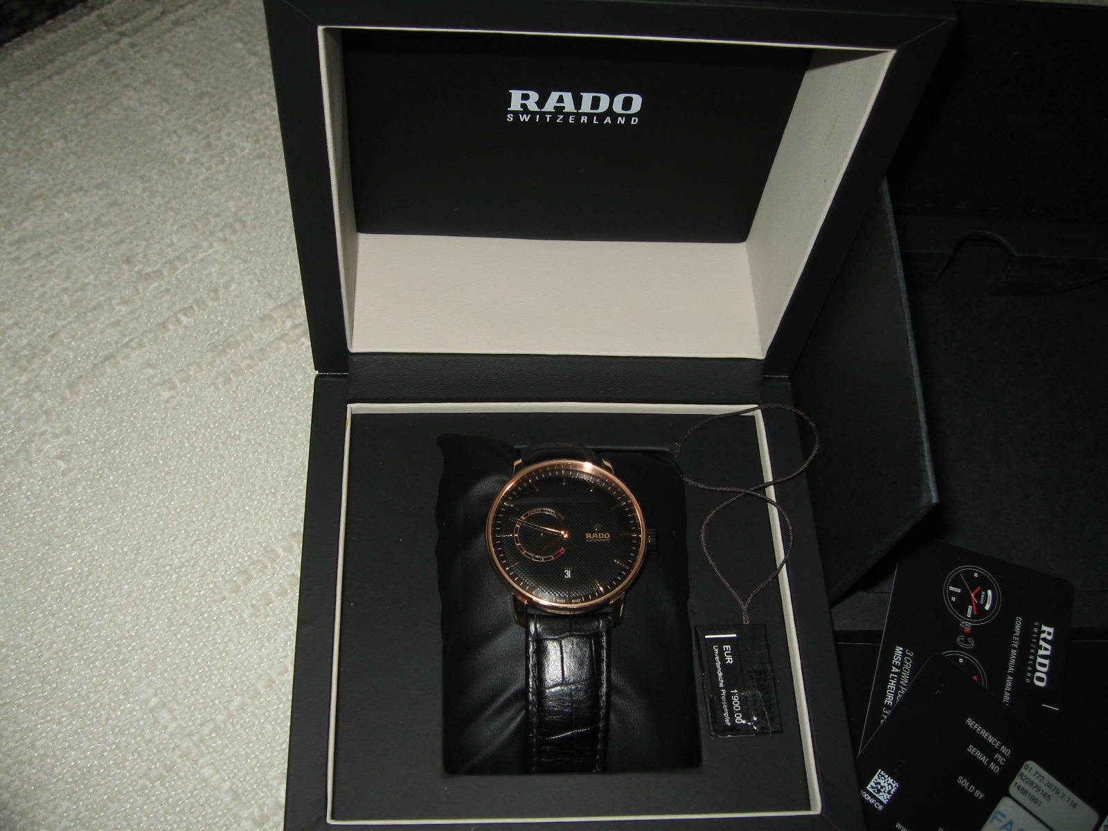 RADO Coupole Classic Automatic Power Reserve Black Dial Rose Gold 41mm Men Watch