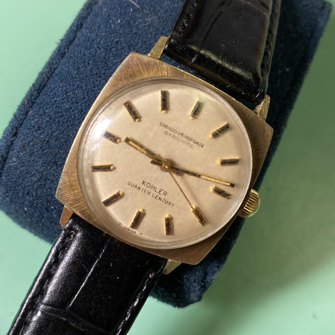 VTG Girard Perregaux Gyromatic KOHLER Signed 10k GF Automatic Cushion 28mm