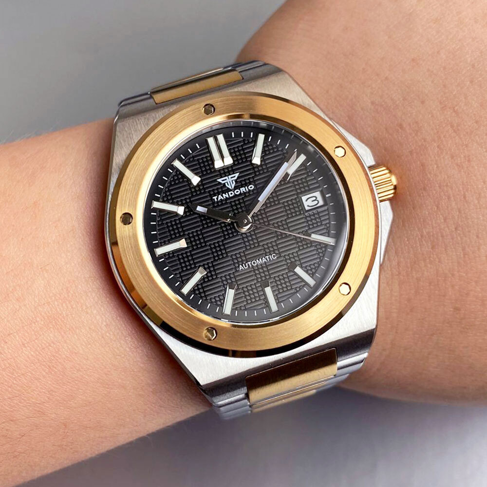 Tandorio Black Blue Green Dial 200M Dive 40mm Gold Case NH35 Automatic Men Watch