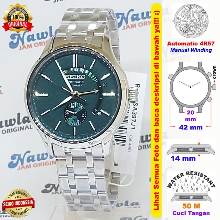 Brand New Seiko Zen Garden SSA397J1 Green Dial Sapphire Automatic Watch SSA397