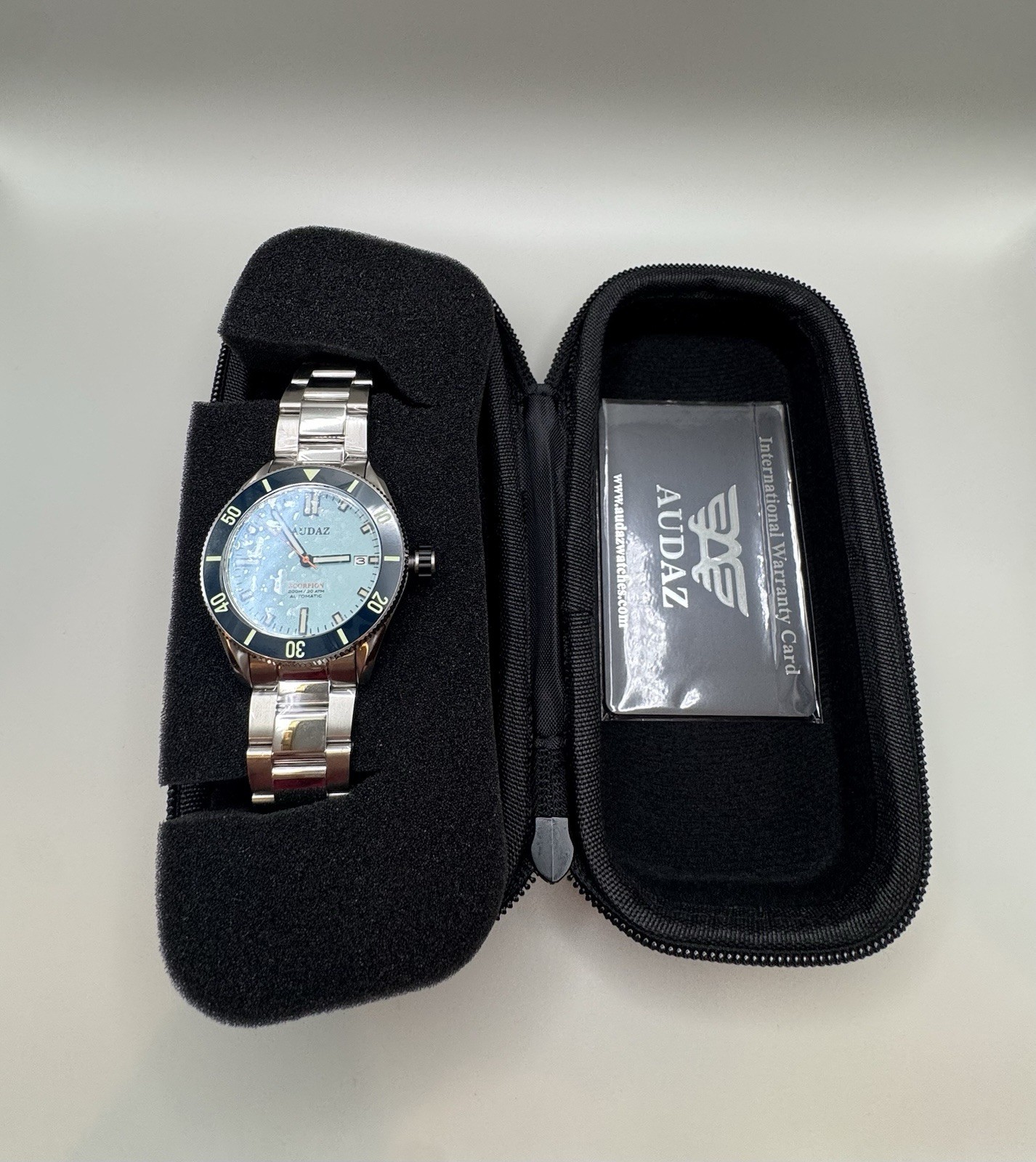 Audaz Scorpion ADZ-3090-05 Automatic Diver NEW 9015 Sapphire 200m Tiffany Blue