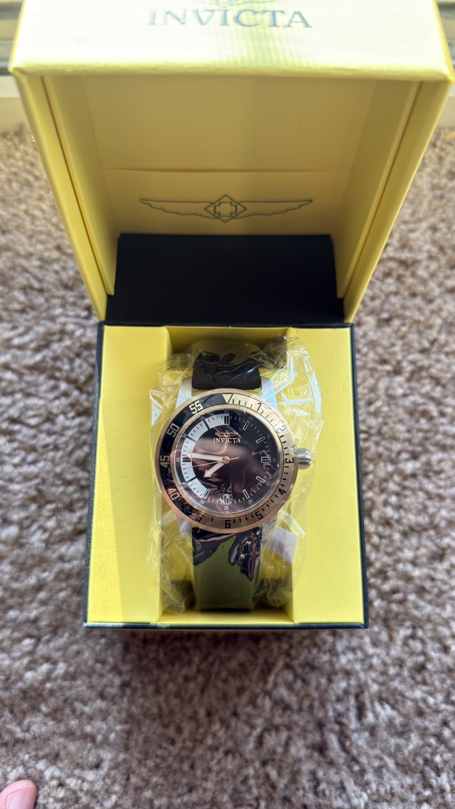 Invicta Speciality 45mm Stainless Steel Case Black Dial Silicone Strap Quartz…
