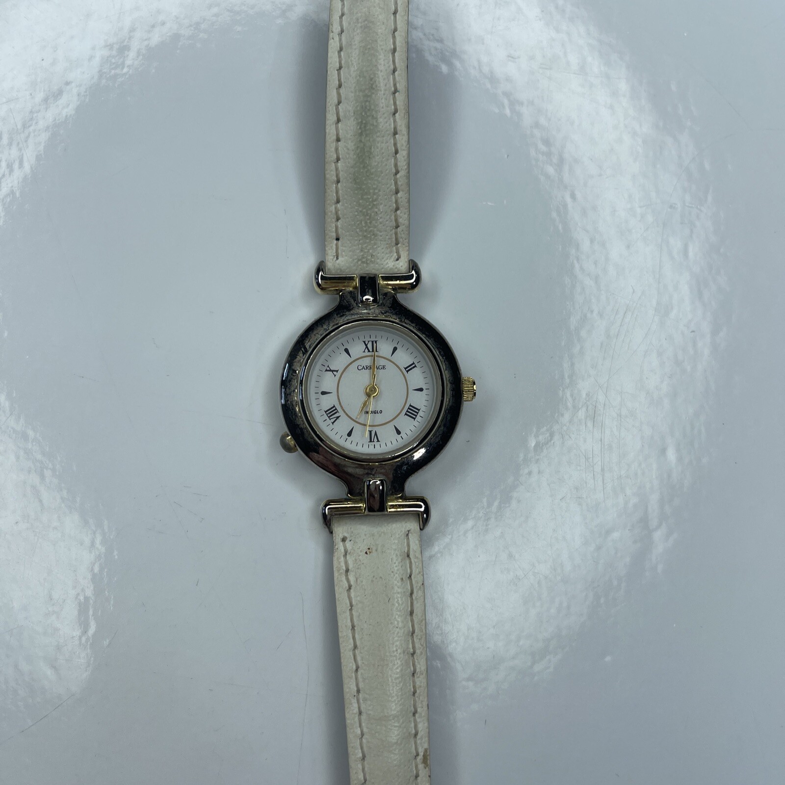 E Carriage Silver White Leather Ladies Vtg D4 Philippines Stainless Works