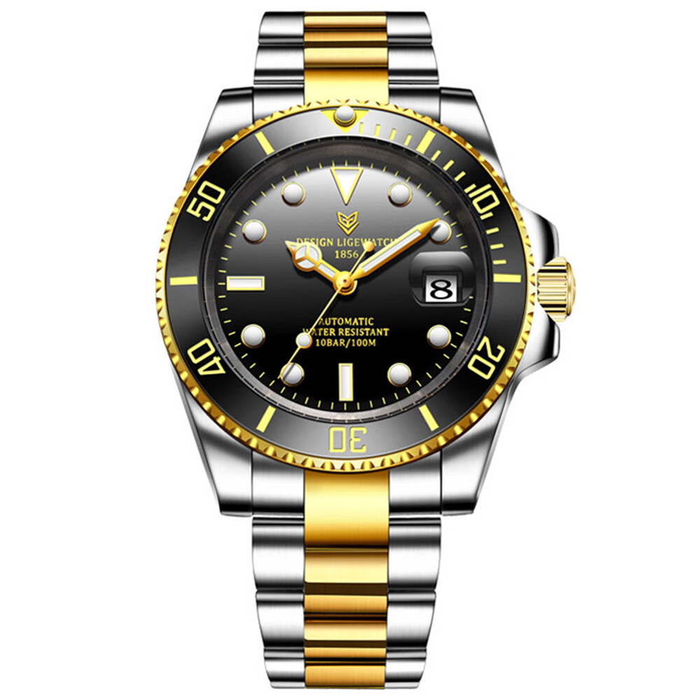 LIGE Watch Men Casual Mechanical Automatic Wristwatch Steel Male Gold Watches