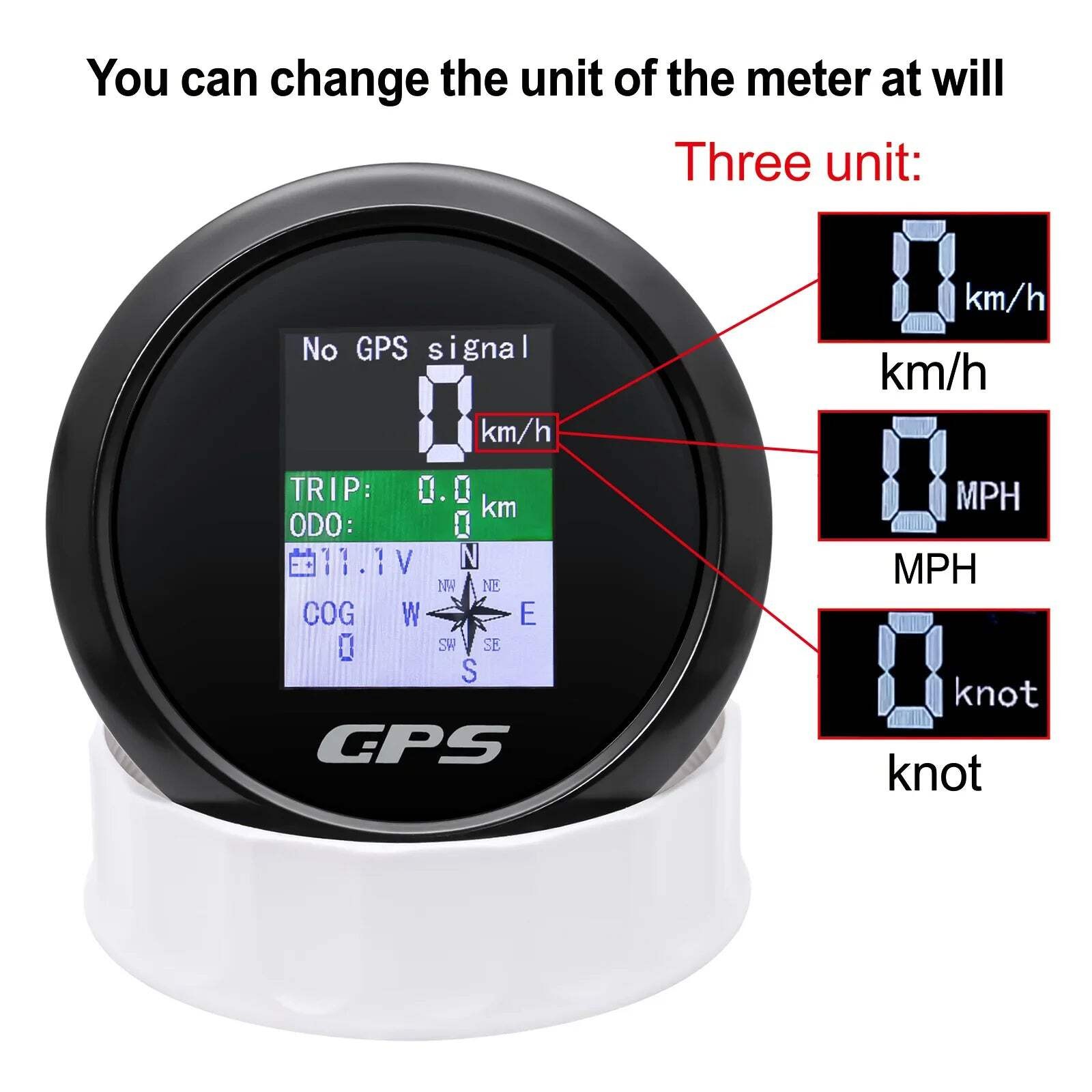85mm Digital GPS Speedometer Odometer with GPS Antenna TFT Screen Waterproof Vol