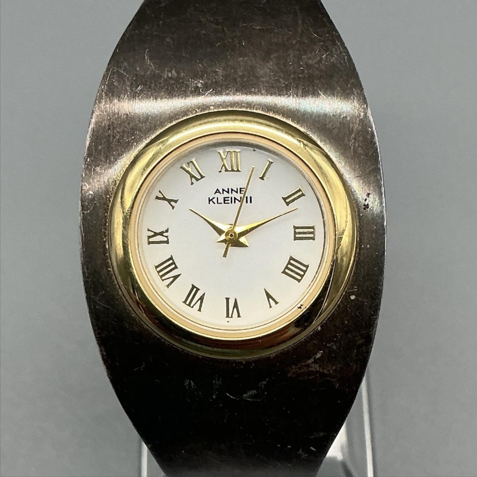 Vintage Anne Klein Womens Watch 24mm Gold Silver Tone Bangle New Battery 6.25″