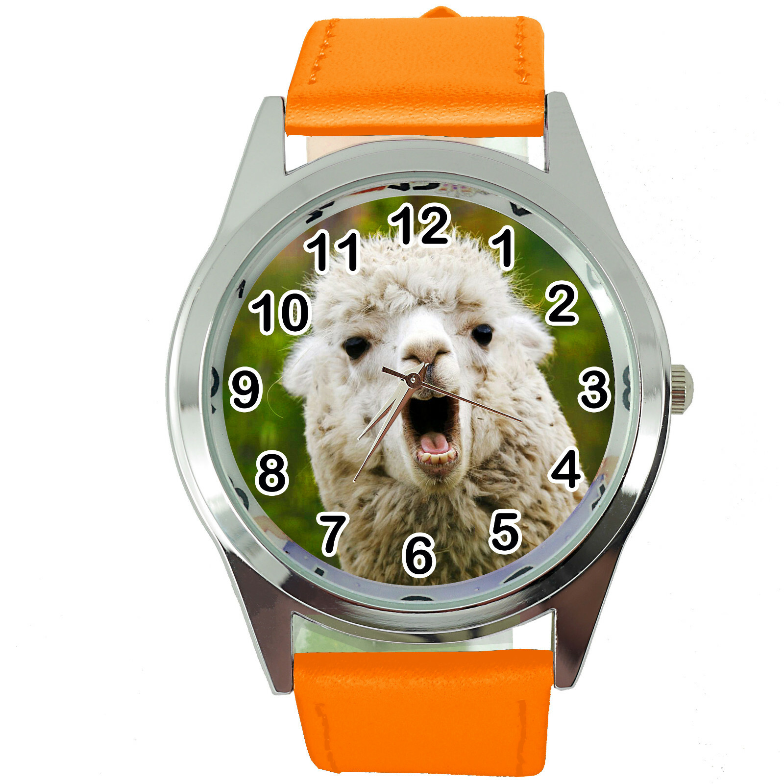 ORANGE LEATHER ROUND DIAL Steel CD DVD GAME VIDEO FILM WATCH FOR LAMA FANS