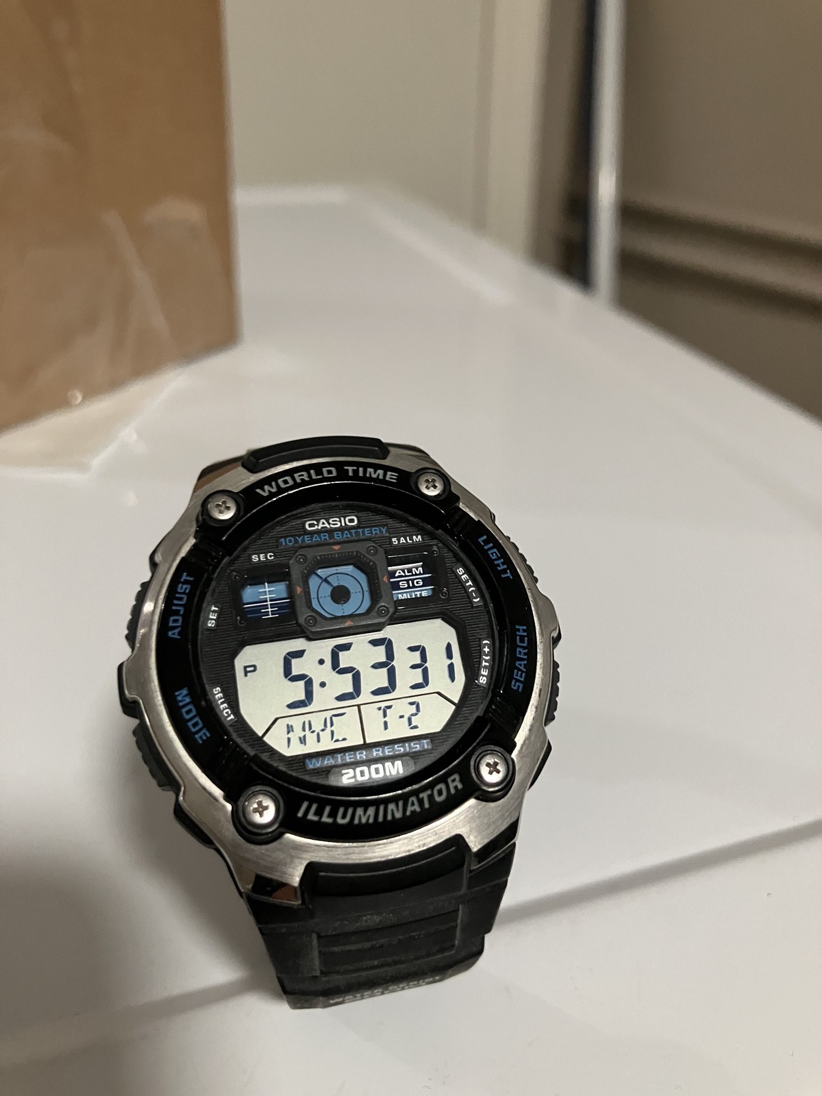 Casio AE2000W-1AV Sport Digital-10 Year Battery-World Time (Model: