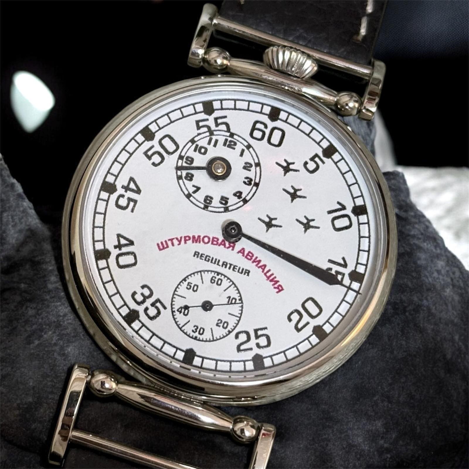 Regulator Watch Mechanical Wrist Russian Attack Aviation Men Pilot Fight Molniya