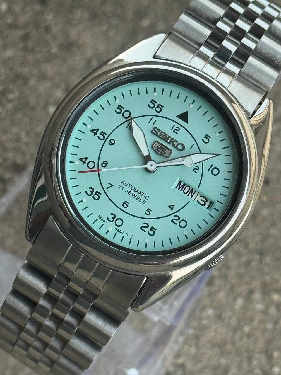 Vintage Seiko 5 Automatic Sky Blue Dial 7s26 Wrist Watch for Men’s Japan Made