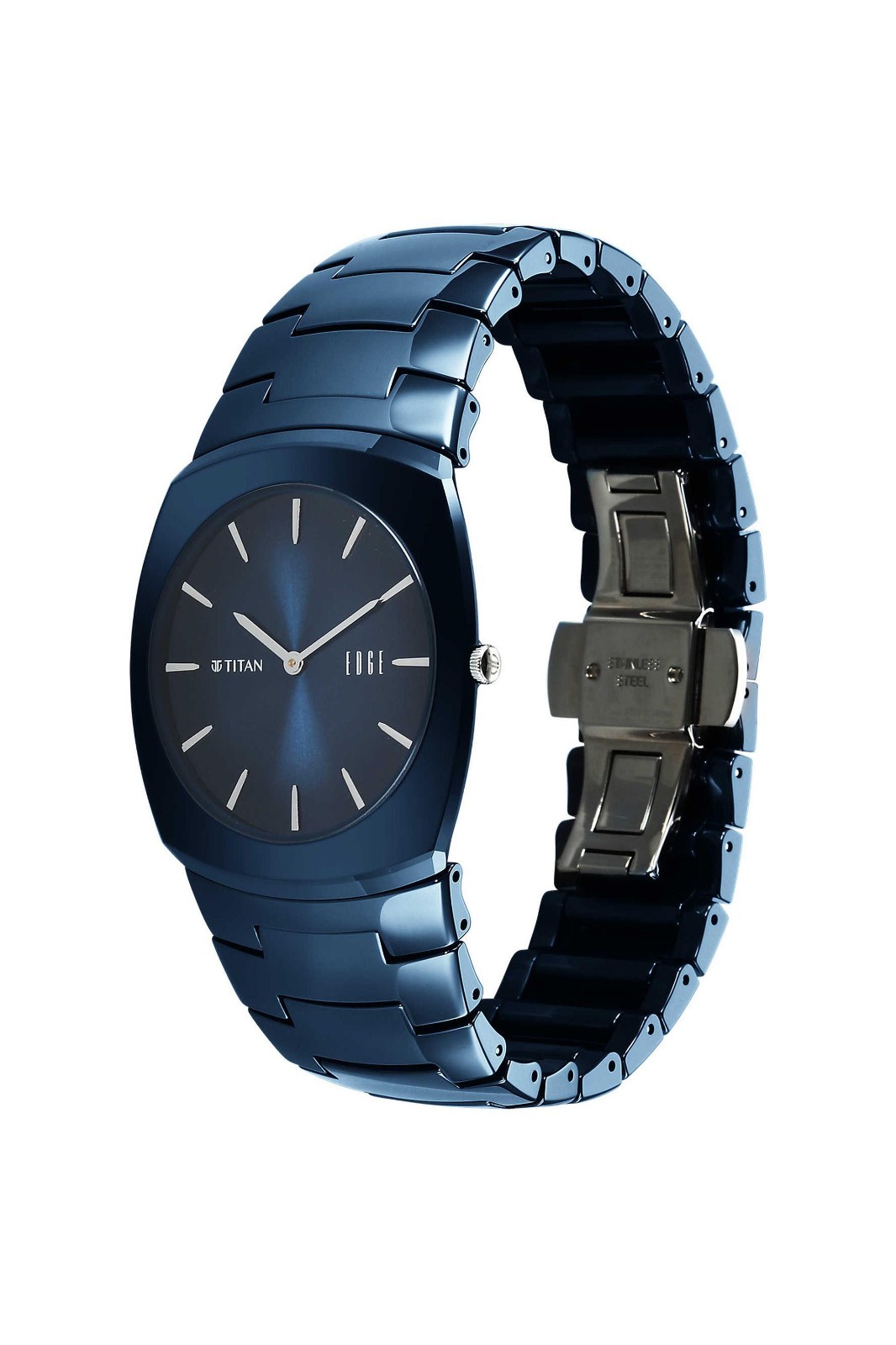Titan Edge Mens Watch Blue Ceramic Strap Sapphire Crystal 42mm Quartz Watch 30M
