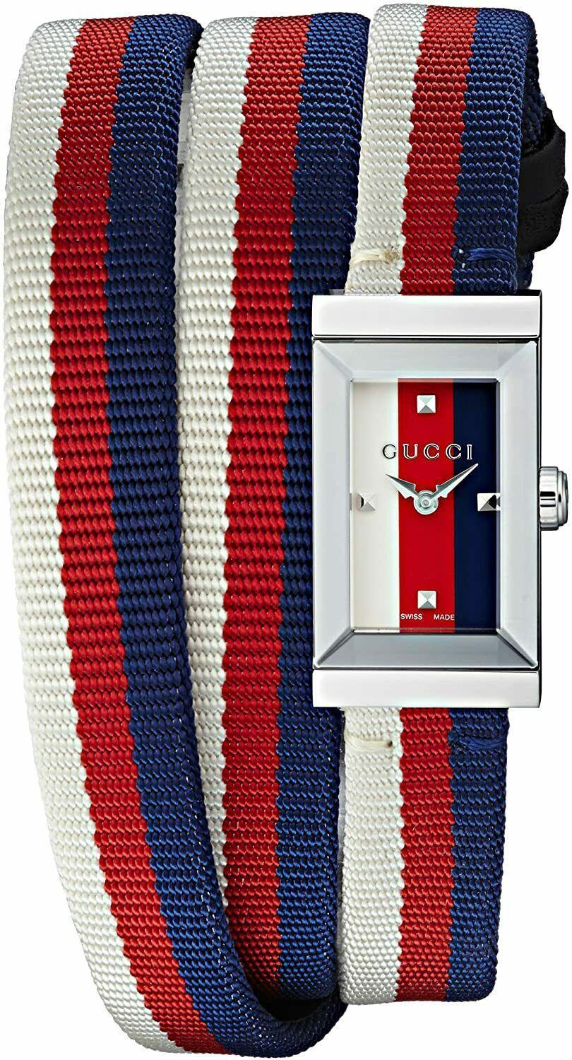 Gucci Women’s G-Frame Red White Blue Dial Watch – YA147502 ($870 MSRP)