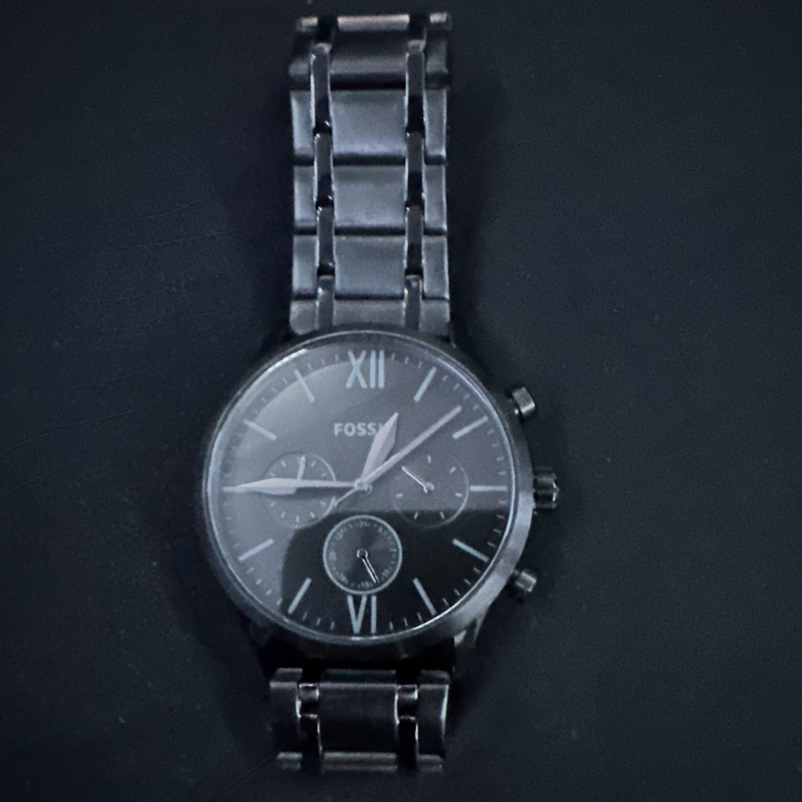 Fossil Black Stainless Steel Multi-Dial Quartz Analog Watch 44mm 5 ATM