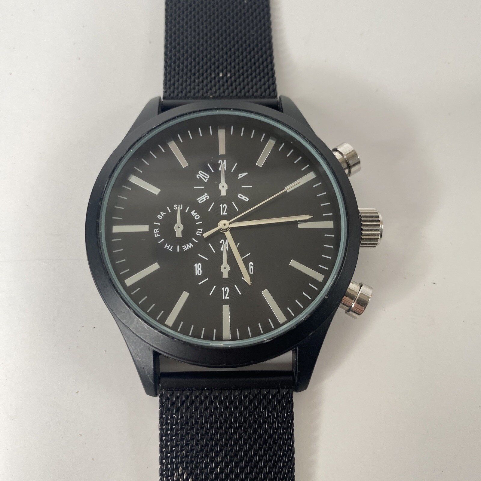 Accutime Watch Corp 4001MWM Black Bezel & Band Watch Not tested needs battery.