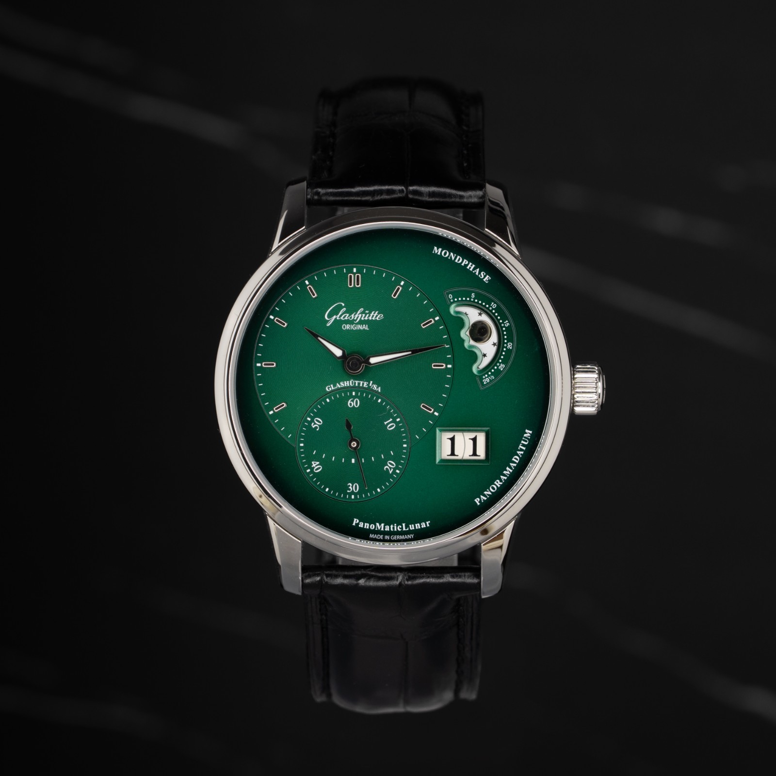 Glashutte Original PanoMaticLunar Green Dial 1-90-02-13-32-62 Full Set