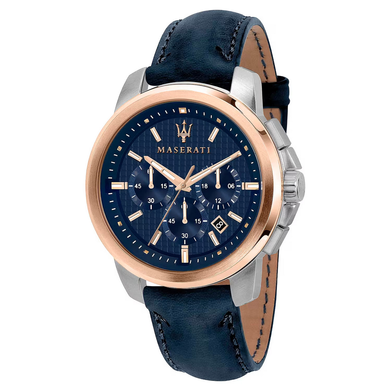 Maserati Successo Rose Gold Tone Blue Dial Chronograph R8871621015 Men’s Watch