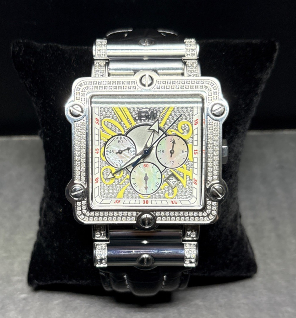 JBW Phantom 46mm Diamond Bezel Stainless Steel Chronograph Men’s Watch