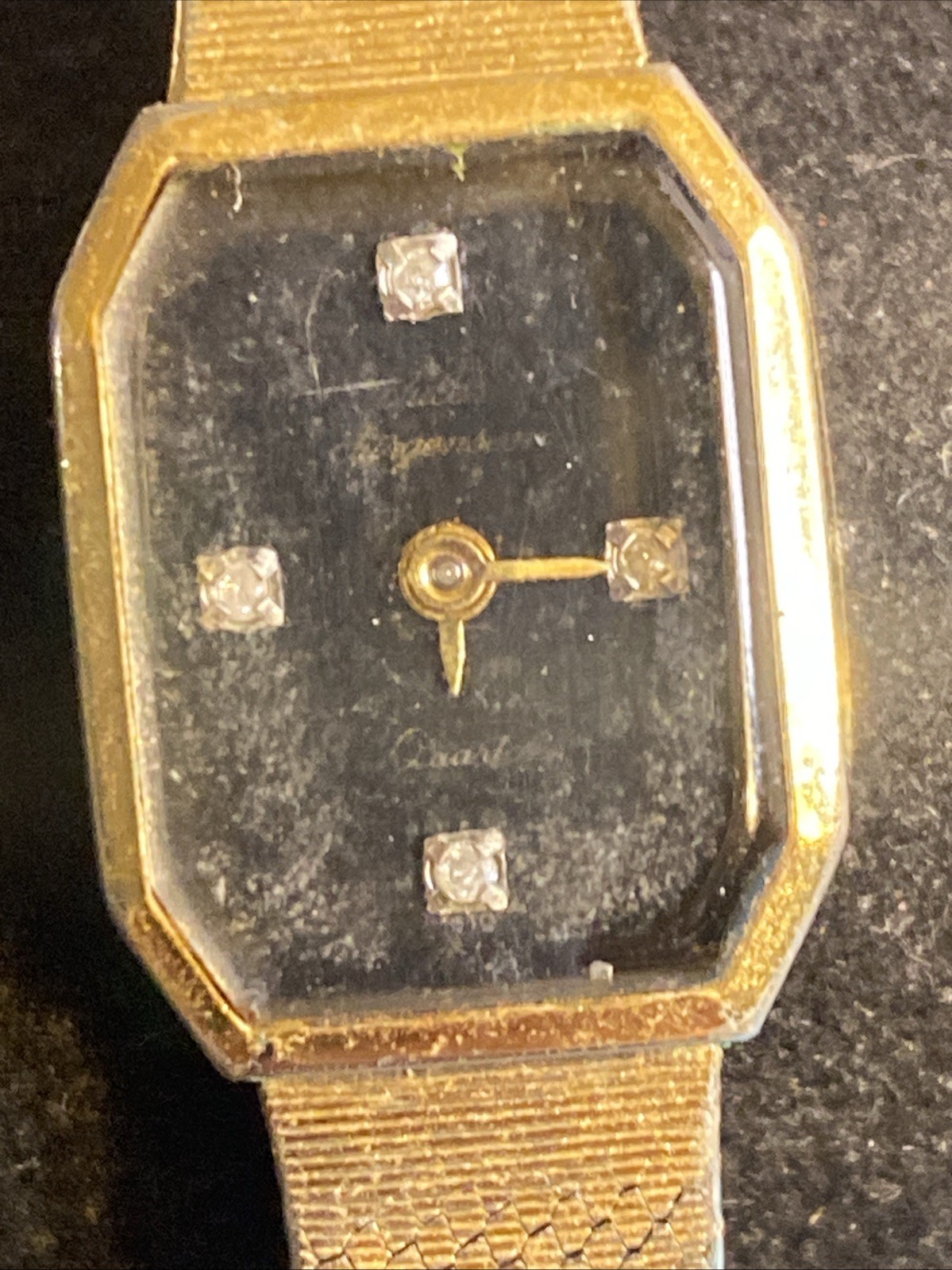 Jules Jurgensen Watch Women 14mm Black Dial Gold Tone Octagon (Parts Only)