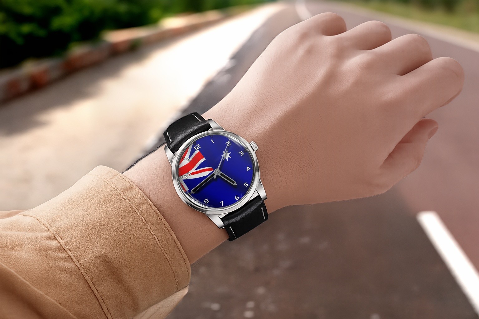 Australia Flag Collectable Leather Strap Big Dial Gift Wrist Watch