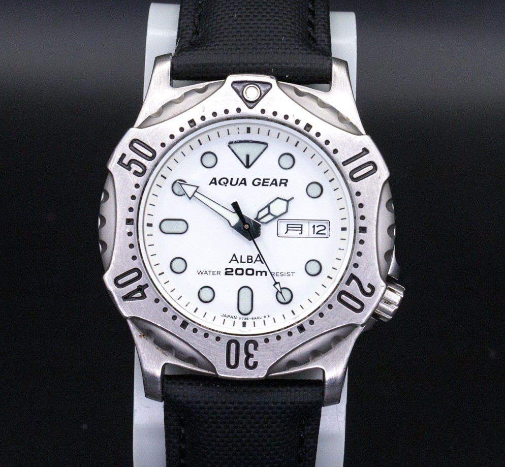 Seiko Alba Rare Aqua Gear V736-6A00 Vintage 38mm Day Date JDM Import Watch
