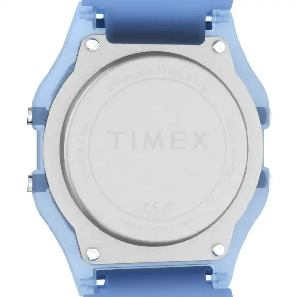 Timex T80 Translucent TW2Y34200 Digital Blue Resin 34mm Chronograph Watch Japan