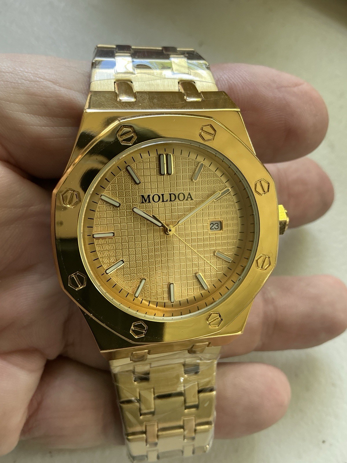 Men’s Skeleton Mechanical Luminous Waterproof Octagon Shaped Date Window Watch