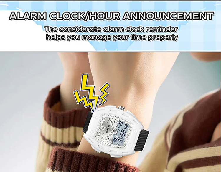 Unisex Multiple Functions Barrel Watch Dual Display Quartz plus Electronic
