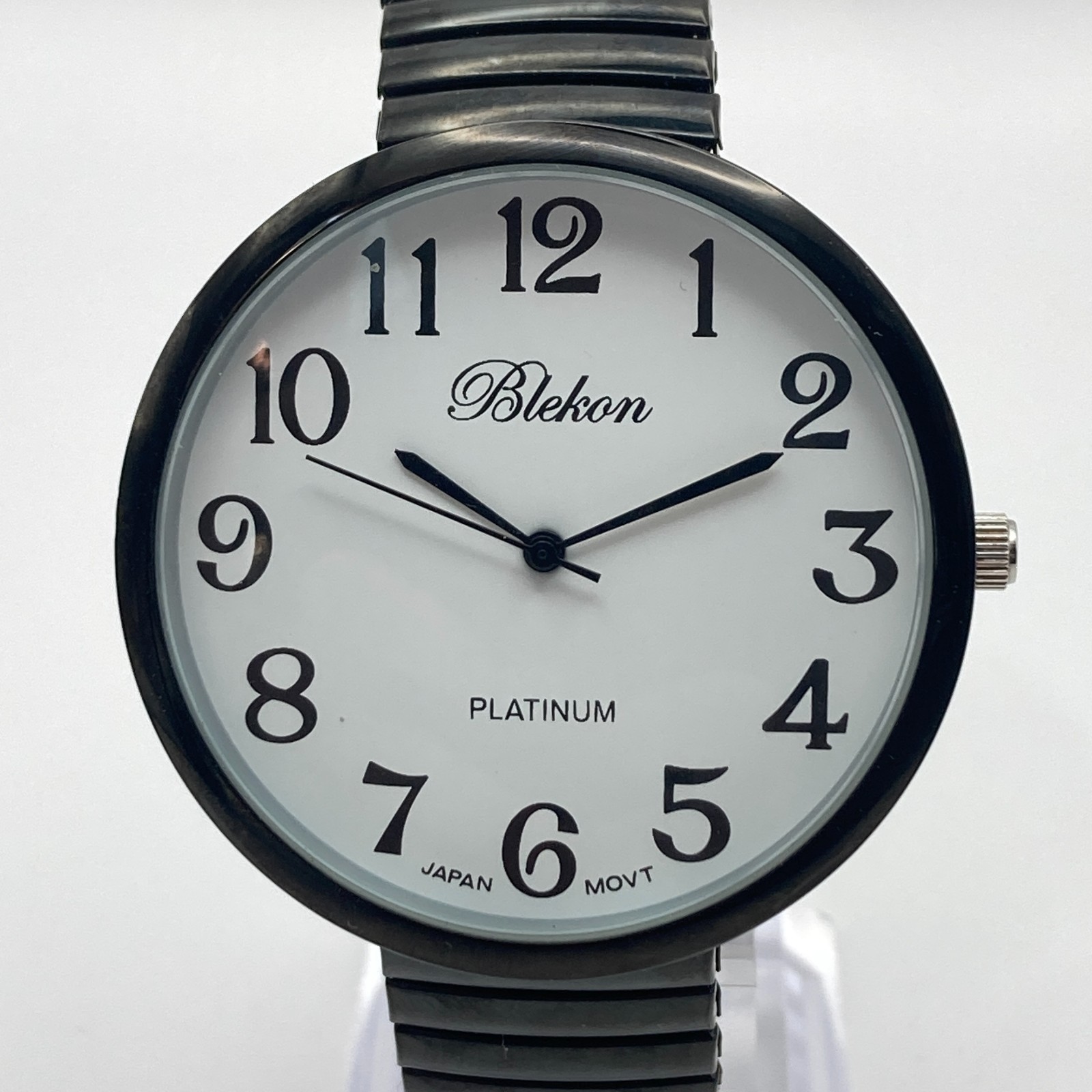 Blekon Women’s Easy Reader Watch 44mm Black Stretch Band Retro New Battery 6.5″