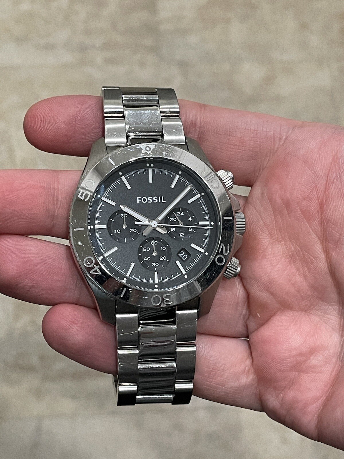 FOSSIL CH2848 QUALIFIER STAINLESS STEEL CASE BRACELET CHRONOGRAPH $185